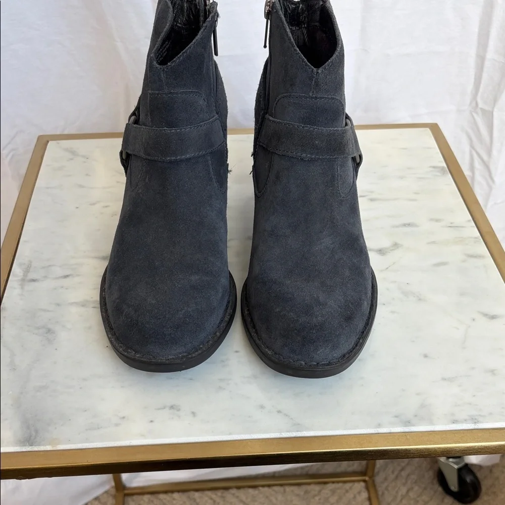 Born Carmel Harness Navy Blue Suede Ankle Boots